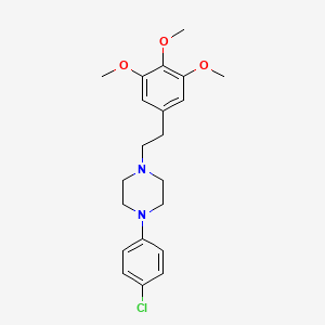molecular formula C21H27ClN2O3 B14425034 Piperazine, 1-(4-chlorophenyl)-4-(2-(3,4,5-trimethoxyphenyl)ethyl)- CAS No. 82205-91-2