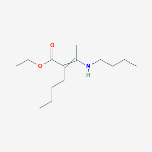 molecular formula C14H27NO2 B14425088 Ethyl 2-[1-(butylamino)ethylidene]hexanoate CAS No. 84487-82-1