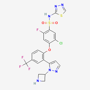 molecular formula C21H15ClF4N6O3S2 B1442530 4-[2-[1-(3-Azetidinyl)-1h-pyrazol-5-yl]-4-(trifluoromethyl)phenoxy]-5-chloro-2-fluoro-n-1,3,4-thiadiazol-2-yl benzenesulfonamide CAS No. 1354818-96-4