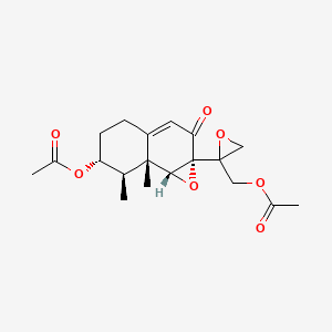 molecular formula C19H24O7 B14425487 Naphth(1,2-b)oxiren-2(1aH)-one, 6-(acetyloxy)-1a-(2-((acetyloxy)methyl)oxiranyl)-4,5,6,7,7a,7b-hexahydro-7,7a-dimethyl- CAS No. 85431-72-7