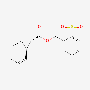 molecular formula C18H24O4S B14425517 Cyclopropanecarboxylic acid, 2,2-dimethyl-3-(2-methyl-1-propenyl)-, (2-(methylsulfonyl)phenyl)methyl ester, (1R-trans)- CAS No. 82488-05-9