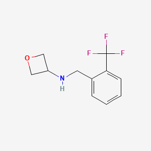 molecular formula C11H12F3NO B1442556 N-{[2-(trifluoromethyl)phenyl]methyl}oxetan-3-amine CAS No. 1339894-12-0