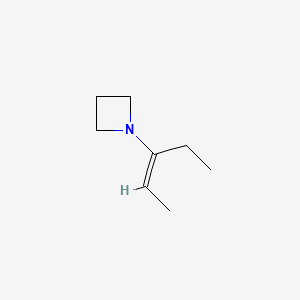 molecular formula C8H15N B14425582 Azetidine, 1-(1-ethyl-1-propenyl)- CAS No. 81156-89-0