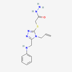 molecular formula C14H18N6OS B1442562 2-{[4-allyl-5-(anilinomethyl)-4H-1,2,4-triazol-3-yl]thio}acetohydrazide CAS No. 1306738-34-0
