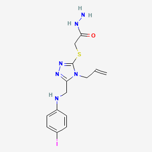 molecular formula C14H17IN6OS B1442577 2-[(4-allyl-5-{[(4-iodophenyl)amino]methyl}-4H-1,2,4-triazol-3-yl)thio]acetohydrazide CAS No. 1306738-91-9