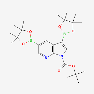 molecular formula C24H36B2N2O6 B1442591 Tert-butyl 3,5-bis(4,4,5,5-tetramethyl-1,3,2-dioxaborolan-2-YL)-1H-pyrrolo[2,3-B]pyridine-1-carboxylate CAS No. 942070-54-4