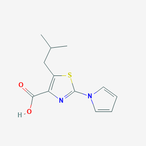 molecular formula C12H14N2O2S B1442594 5-(2-methylpropyl)-2-(1H-pyrrol-1-yl)-1,3-thiazole-4-carboxylic acid CAS No. 1322605-06-0