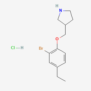 molecular formula C13H19BrClNO B1442610 3-[(2-Bromo-4-ethylphenoxy)methyl]pyrrolidine hydrochloride CAS No. 1219948-99-8