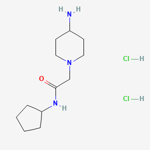 molecular formula C12H25Cl2N3O B1442616 2-(4-aminopiperidin-1-yl)-N-cyclopentylacetamide dihydrochloride CAS No. 1332531-46-0