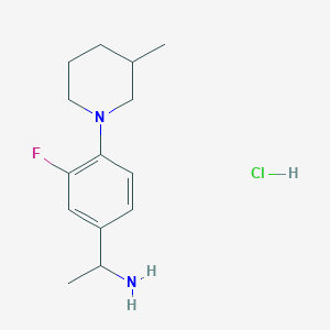 molecular formula C14H22ClFN2 B1442617 {1-[3-Fluoro-4-(3-methylpiperidin-1-yl)phenyl]-ethyl}amine hydrochloride CAS No. 1332529-03-9