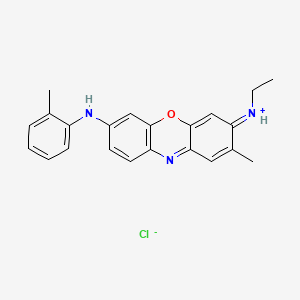 molecular formula C22H22N3O.Cl<br>C22H22ClN3O B14426220 Phenoxazin-5-ium, 3-(ethylamino)-2-methyl-7-((2-methylphenyl)amino)-, chloride CAS No. 85005-73-8