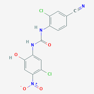 molecular formula C14H8Cl2N4O4 B14426236 N-(2-Chloro-4-cyanophenyl)-N'-(5-chloro-2-hydroxy-4-nitrophenyl)urea CAS No. 84954-07-4