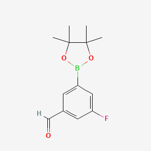 molecular formula C13H16BFO3 B1442628 3-Fluoro-5-(4,4,5,5-tetramethyl-1,3,2-dioxaborolan-2-YL)benzaldehyde CAS No. 1112209-24-1