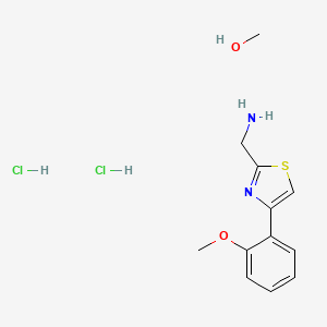 molecular formula C12H18Cl2N2O2S B1442639 {[4-(2-Methoxyphenyl)-1,3-thiazol-2-yl]-methyl}amine dihydrochloride methanol CAS No. 1452516-16-3