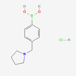 molecular formula C11H17BClNO2 B1442648 (4-(Pyrrolidin-1-ylmethyl)phenyl)boronic acid hydrochloride CAS No. 1452577-03-5