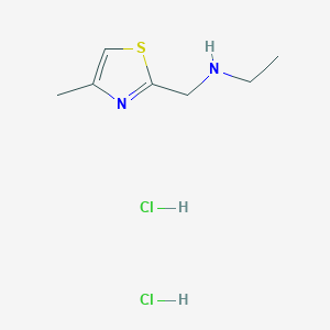 molecular formula C7H14Cl2N2S B1442652 N-[(4-methyl-1,3-thiazol-2-yl)methyl]ethanamine dihydrochloride CAS No. 1189975-89-0