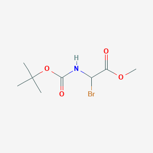 molecular formula C8H14BrNO4 B144267 Bromo-[[(1,1-dimethylethoxy)carbonyl]amino]acetic acid methyl ester CAS No. 138219-39-3