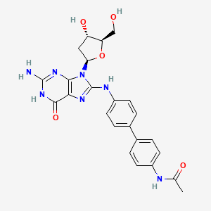 molecular formula C24H25N7O5 B14426769 Guanosine, 8-((4'-(acetylamino)(1,1'-biphenyl)-4-yl)amino)-2'-deoxy- CAS No. 82682-88-0