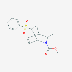 molecular formula C17H21NO4S B14427245 Ethyl 6-(benzenesulfonyl)-8-methyl-7-azabicyclo[2.2.2]oct-2-ene-7-carboxylate CAS No. 83187-85-3