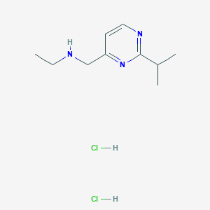 molecular formula C10H18ClN3 B1442742 N-((2-Isopropylpyrimidin-4-yl)methyl)ethanamine dihydrochloride CAS No. 1332530-39-8