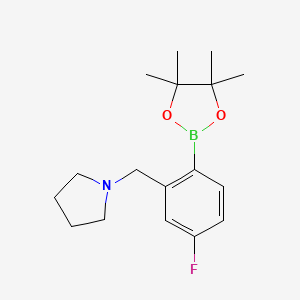 molecular formula C17H25BFNO2 B1442747 1-(5-氟-2-(4,4,5,5-四甲基-1,3,2-二氧杂硼环丁烷-2-基)苄基)吡咯烷 CAS No. 1667753-41-4