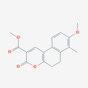 molecular formula C17H16O5 B14427626 Methyl 8-methoxy-7-methyl-3-oxo-5,6-dihydrobenzo[f]chromene-2-carboxylate 