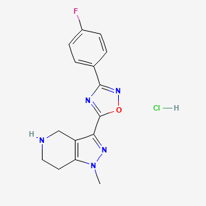 molecular formula C15H15ClFN5O B1442776 3-[3-(4-Fluorophenyl)-1,2,4-oxadiazol-5-yl]-1-methyl-4,5,6,7-tetrahydro-1H-pyrazolo[4,3-c]pyridine hydrochloride CAS No. 1354550-82-5