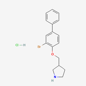 molecular formula C17H19BrClNO B1442786 3-{[(3-Bromo[1,1'-biphenyl]-4-yl)oxy]-methyl}pyrrolidine hydrochloride CAS No. 1219956-89-4