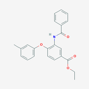 molecular formula C23H21NO4 B14428001 Ethyl 3-benzamido-4-(3-methylphenoxy)benzoate CAS No. 81401-58-3