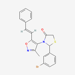 molecular formula C21H17BrN2O2S B14428048 4-Thiazolidinone, 2-(3-bromophenyl)-3-(3-methyl-5-(2-phenylethenyl)-4-isoxazolyl)- CAS No. 84968-50-3
