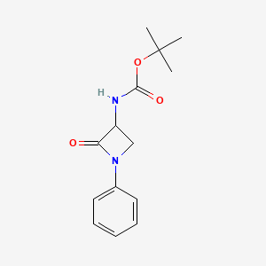 molecular formula C14H18N2O3 B1442832 叔丁基 N-(2-氧代-1-苯基氮杂环丁-3-基)氨基甲酸酯 CAS No. 1443979-82-5