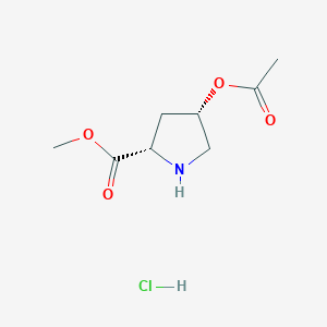 molecular formula C8H14ClNO4 B1442847 Methyl (2S,4S)-4-(acetyloxy)-2-pyrrolidinecarboxylate hydrochloride CAS No. 1354484-67-5