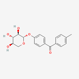 molecular formula C19H20O6 B14428605 Methanone, (4-methylphenyl)(4-(beta-D-xylopyranosyloxy)phenyl)-, hydrate CAS No. 83354-79-4