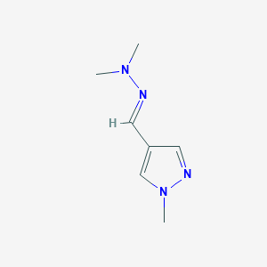 molecular formula C7H12N4 B1442936 4-[(dimethylhydrazin-1-ylidene)methyl]-1-methyl-1H-pyrazole CAS No. 1306615-54-2