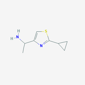molecular formula C8H12N2S B1442960 1-(2-Cyclopropyl-1,3-thiazol-4-yl)ethan-1-amine CAS No. 1225632-62-1