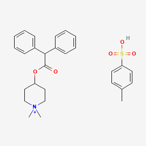 molecular formula C28H34NO5S+ B14429665 Piperidinium, 4-((diphenylacetyl)oxy)-1,1-dimethyl-, tosylate CAS No. 81405-12-1