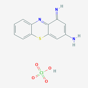 molecular formula C12H10ClN3O4S B14430143 1-Iminophenothiazin-3-amine;perchloric acid CAS No. 82252-33-3