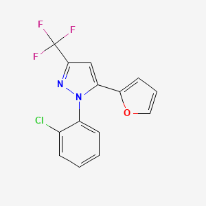 molecular formula C14H8ClF3N2O B1443018 1-(2-Chlorophenyl)-5-(furan-2-yl)-3-(trifluoromethyl)-1H-pyrazole CAS No. 437711-24-5