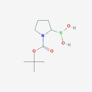 molecular formula C9H18BNO4 B144304 1-N-Boc-pyrrolidin-2-ylboronic acid CAS No. 149682-75-7