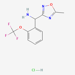 molecular formula C11H11ClF3N3O2 B1443051 (5-Methyl-1,2,4-oxadiazol-3-yl)[2-(trifluoromethoxy)phenyl]methanamine hydrochloride CAS No. 1311315-16-8