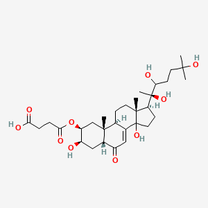 molecular formula C31H48O10 B14430732 Cholest-7-en-6-one, 2-(3-carboxy-1-oxopropoxy)-3,14,20,22,25-pentahydroxy-, (2beta,3beta,5beta,22R)- CAS No. 78832-67-4