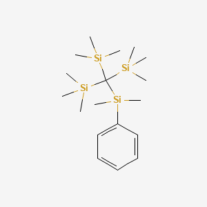 molecular formula C18H38Si4 B14430783 Silane, [(dimethylphenylsilyl)methylidyne]tris[trimethyl- CAS No. 80395-51-3