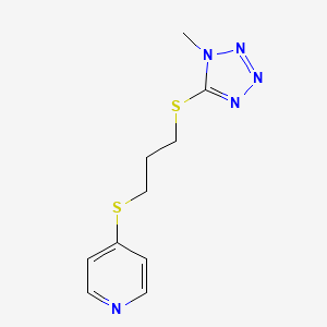 molecular formula C10H13N5S2 B14430799 Pyridine, 4-((3-((1-methyl-1H-tetrazol-5-yl)thio)propyl)thio)- CAS No. 80087-02-1