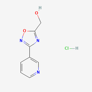 molecular formula C8H8ClN3O2 B1443086 [3-(Pyridin-3-yl)-1,2,4-oxadiazol-5-yl]methanol hydrochloride CAS No. 1306606-52-9
