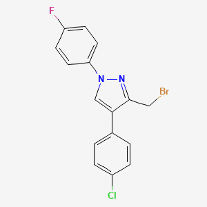 molecular formula C16H11BrClFN2 B14430863 3-(Bromomethyl)-4-(4-chlorophenyl)-1-(4-fluorophenyl)-1H-pyrazole CAS No. 81321-66-6