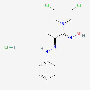 molecular formula C13H19Cl3N4O B14431084 N,N-Bis(2-chloroethyl)pyruvamidoxime 2-phenylhydrazone monohydrochloride CAS No. 77337-91-8
