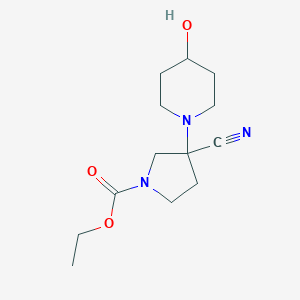Ethyl 3-cyano-3-(4-hydroxypiperidin-1-YL)pyrrolidine-1-carboxylate