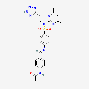 molecular formula C24H25N9O3S B14431223 Acetamide, N-(4-(((4-(((4,6-dimethyl-2-pyrimidinyl)(2-(1H-tetrazol-5-yl)ethyl)amino)sulfonyl)phenyl)imino)methyl)phenyl)- CAS No. 78311-83-8