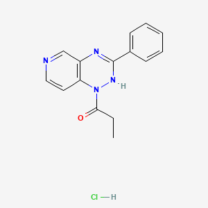 molecular formula C15H15ClN4O B14431238 Pyrido(3,4-e)-1,2,4-triazine, 1,2-dihydro-1-(1-oxopropyl)-3-phenyl-, hydrochloride CAS No. 76603-22-0