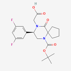 molecular formula C21H26F2N2O5 B1443129 (R)-2-(6-(tert-Butoxycarbonyl)-8-(3,5-difluorophenyl)-10-oxo-6,9-diazaspiro[4.5]decan-9-yl)acetic acid CAS No. 957187-37-0